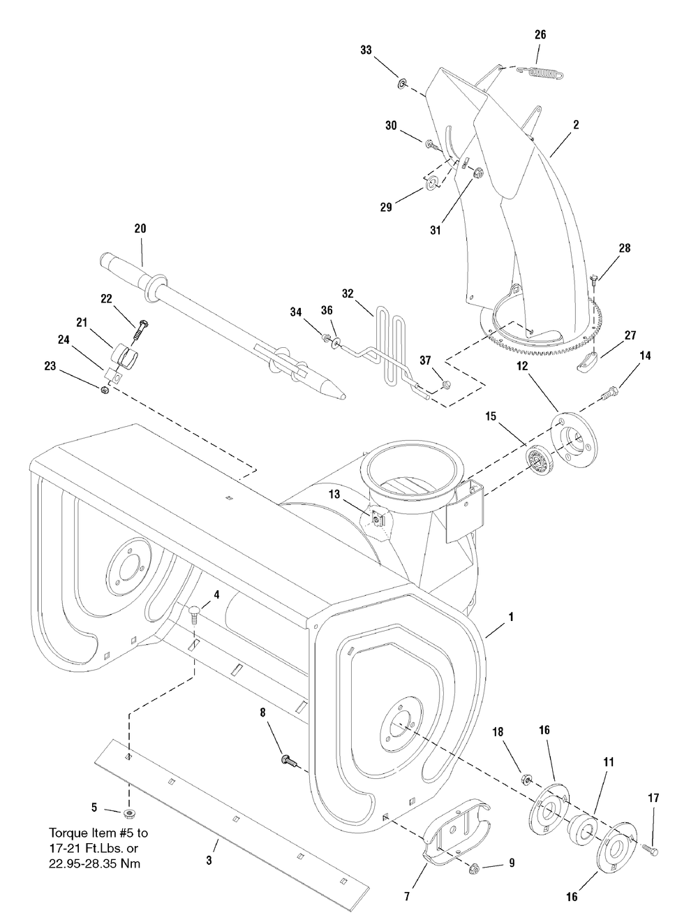 Auger Housing And Chute Group - 66, 71 And 81 Diagram and Parts List for 1695070-966D 2006 Briggs and Stratton Snow Blower